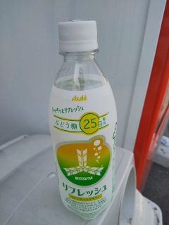 散歩の途中でサイダーを飲んだ。